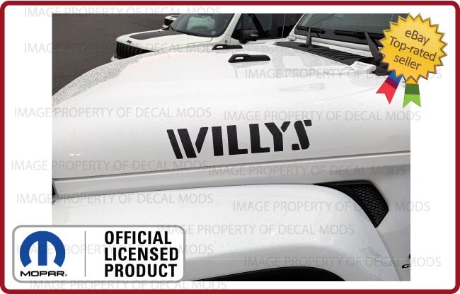 2x Jeep Wrangler WILLYS Hood Vinyl Decals Graphics Stickers Flat Black SJ1G7