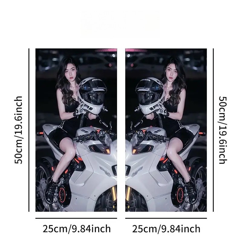 2pcs Sexy motorcycle beauty Car Center Pillar Sticker B-pillar Film Decor