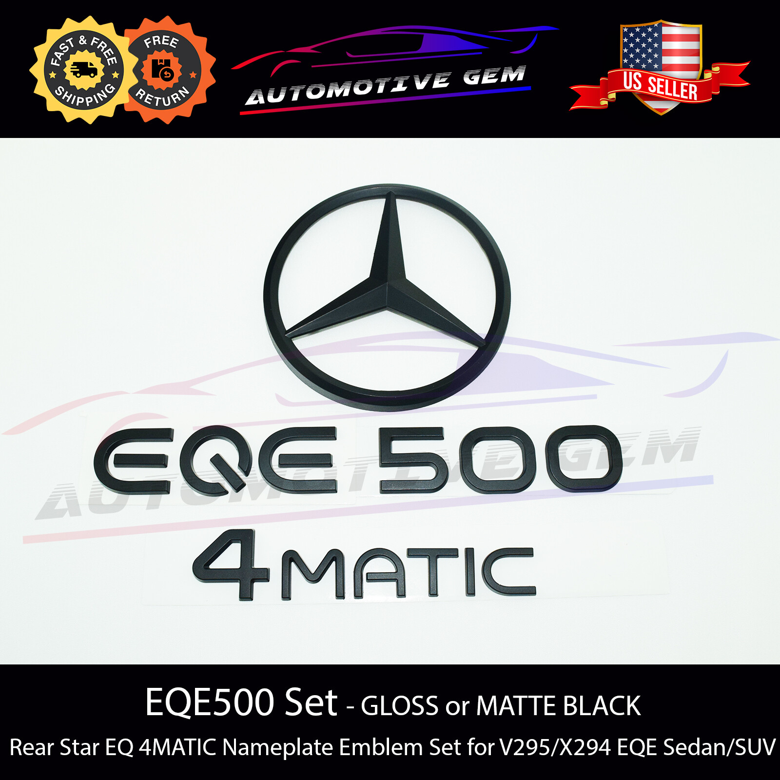 EQE500 4MATIC Rear Star Emblem Black Badge Set Mercedes AMG Sedan SUV V295 X294