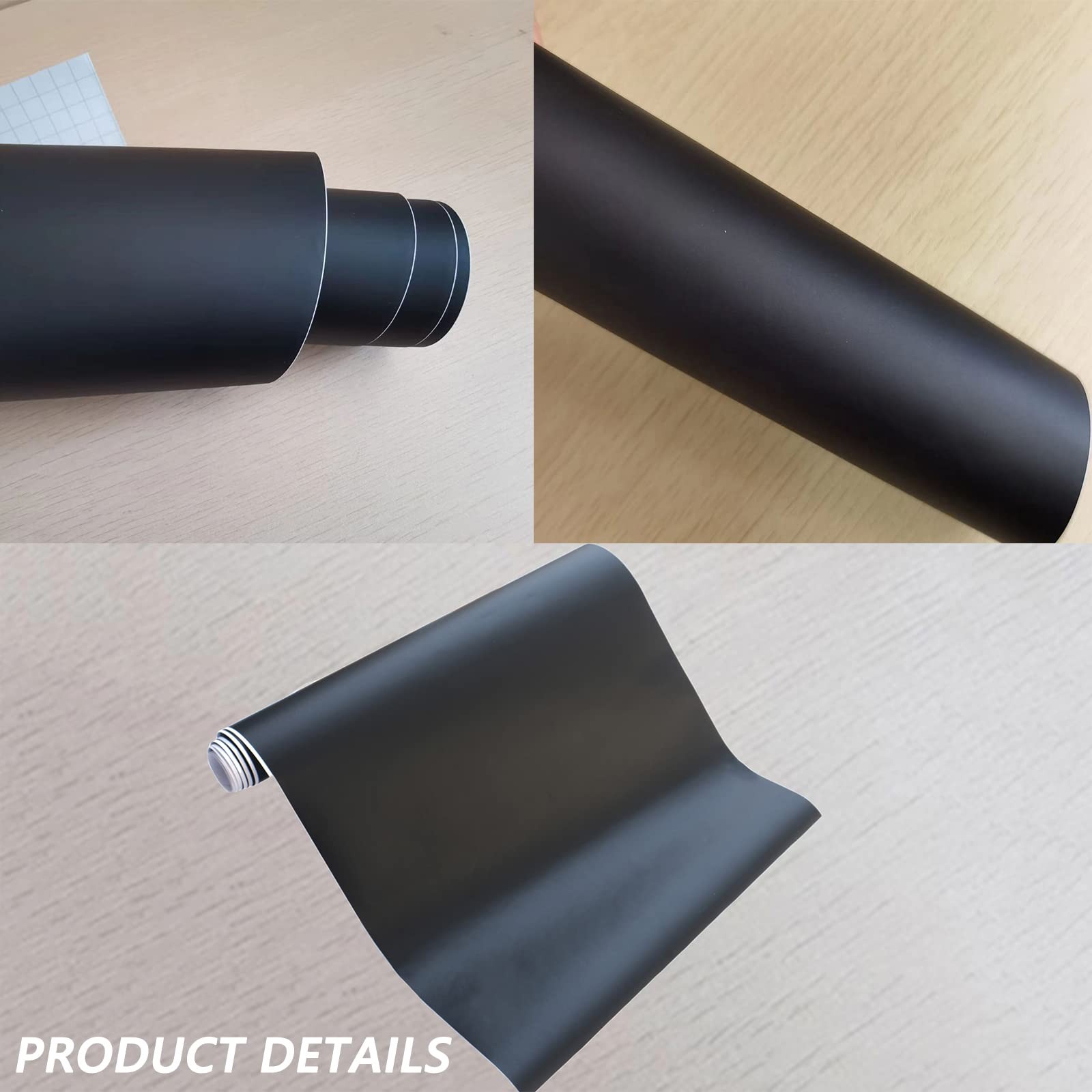 Matte Black Vinyl Wrap, Car Wrap Self Adhesive Film, 1ft x 10ft,