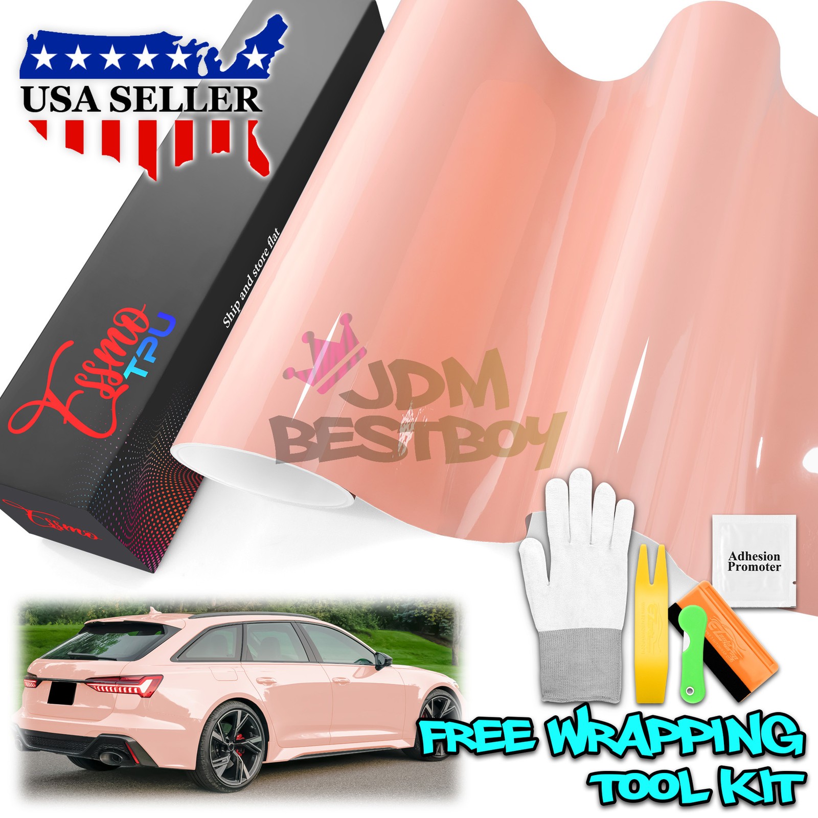 TPU Color Gloss Seashell Pink PPF Paint Protection Film Dry Wet Apply Vinyl Wrap