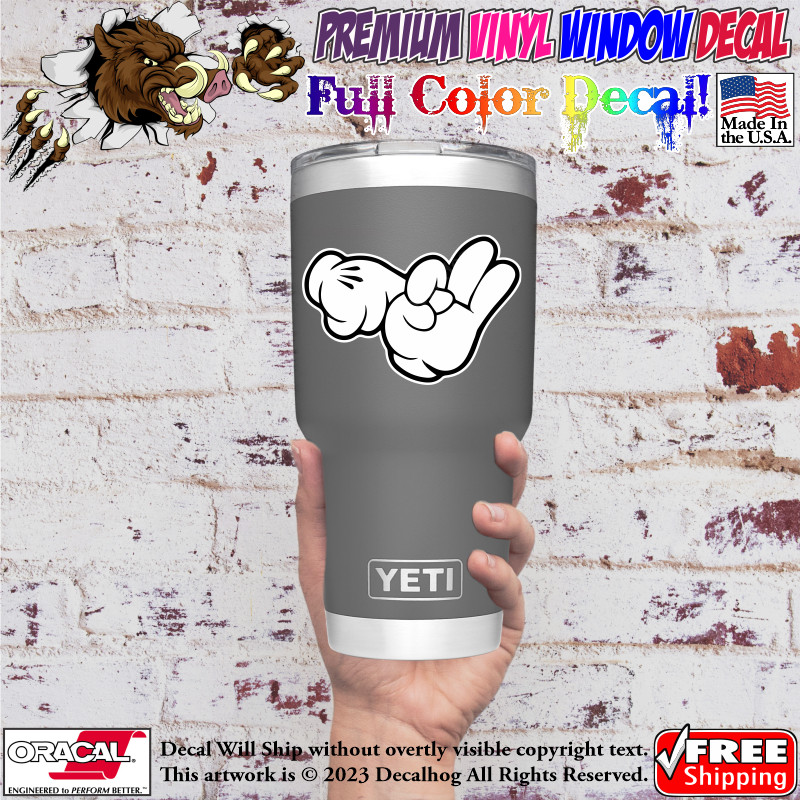 JDM Dirty Mickey Hands Funny Full Color Car Truck Window Vinyl Decal Sticker.