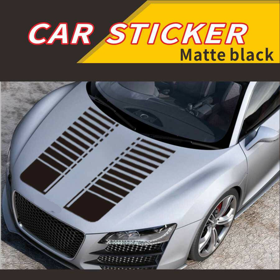 95cm Car Hood Bonnet Sticker Matte Black Racing Stripe Vinyl Decor Decal 2Pcs