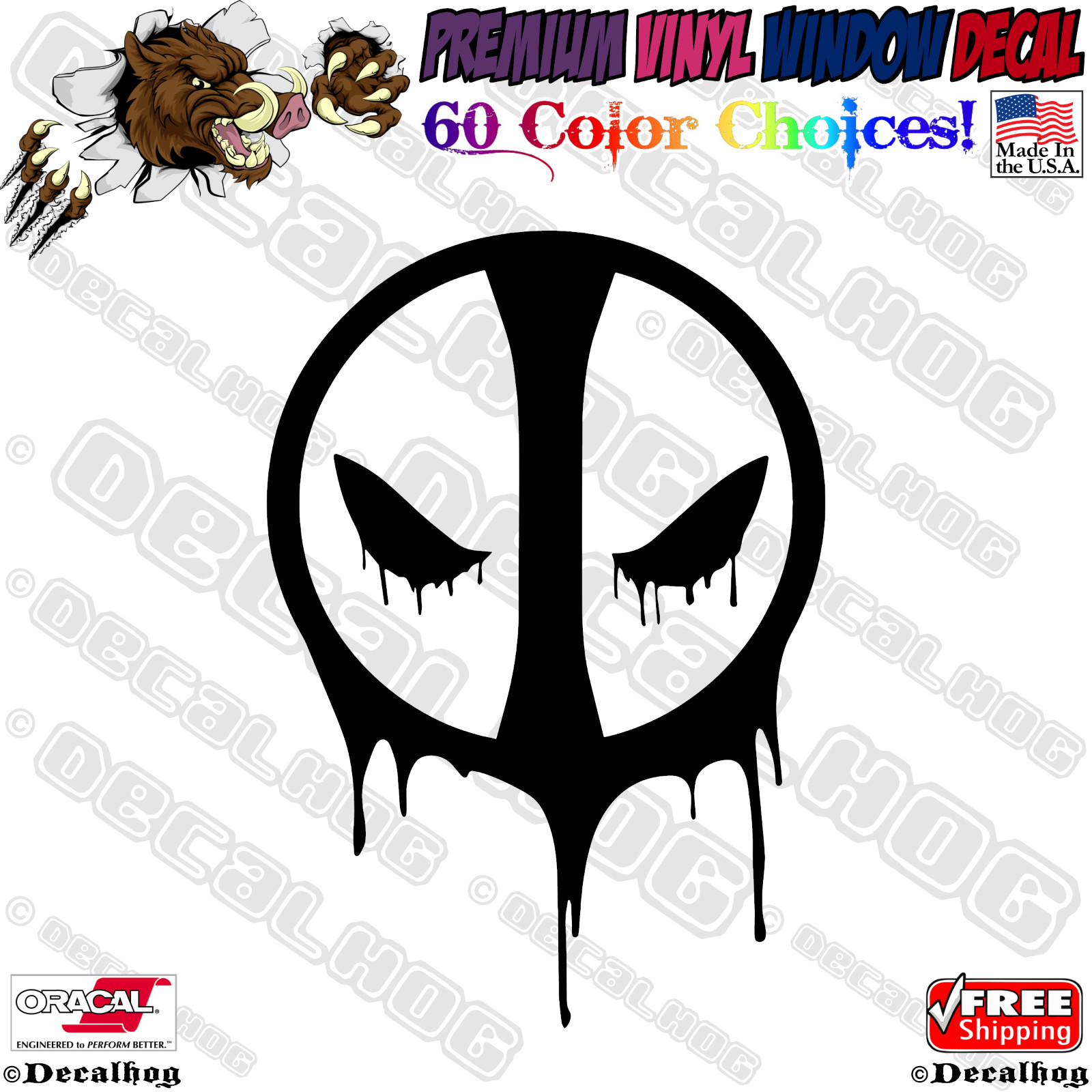 Deadpool Face Logo Car Truck Window Wall Laptop Gift Vinyl Decal Sticker.