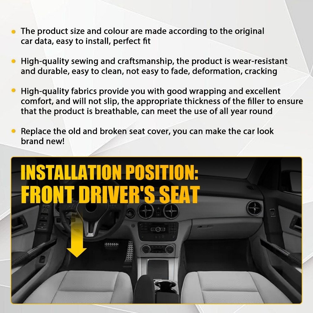 Gray Leather Driver Bottom Seat Cover For Mercedes Benz GLK250 GLK350 08-15 1-5X