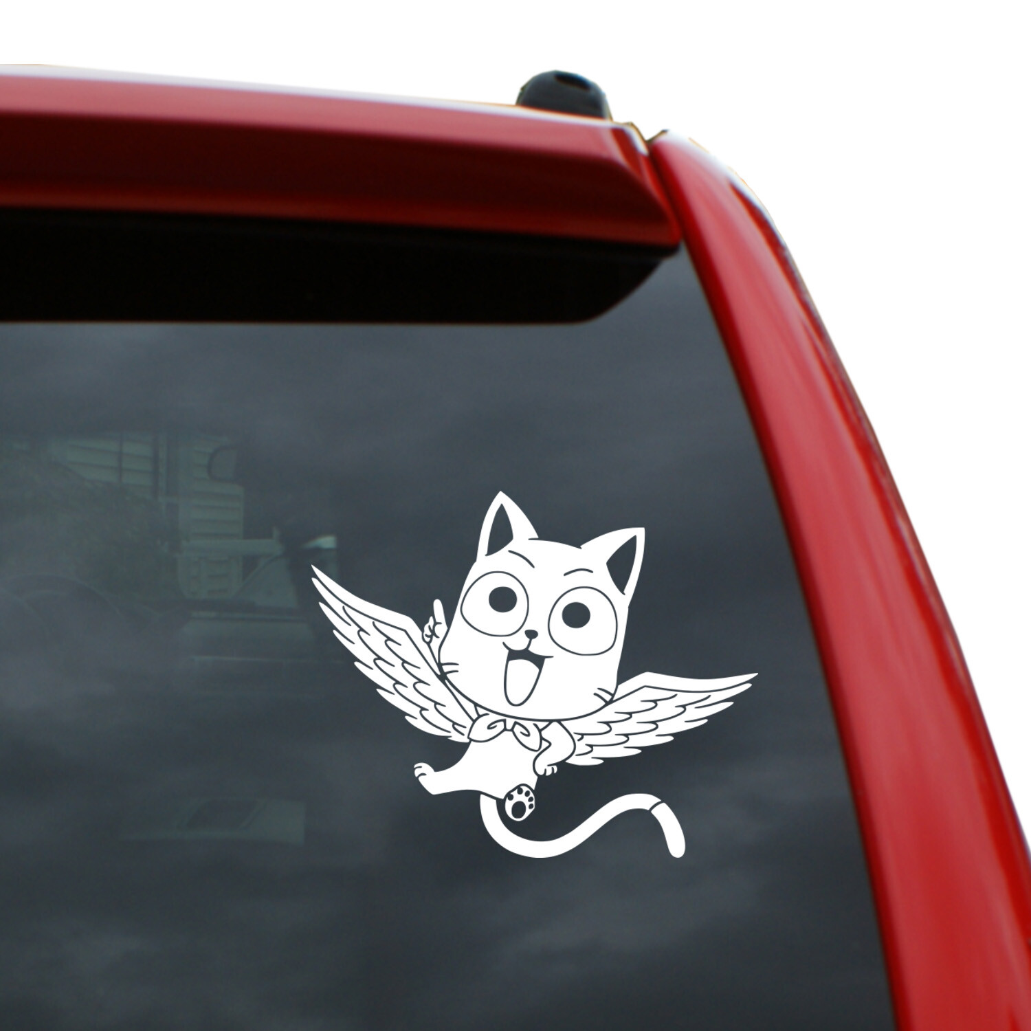 Fairy Tail – Happy Vinyl Decal | Color: White | 4″ x 5″