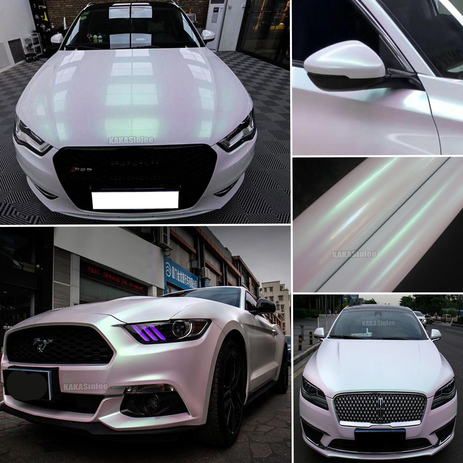 Glossy / Satin Dawn White Car SUV Truck Pearl Metal Chrome Vinyl Wrap Sticker US
