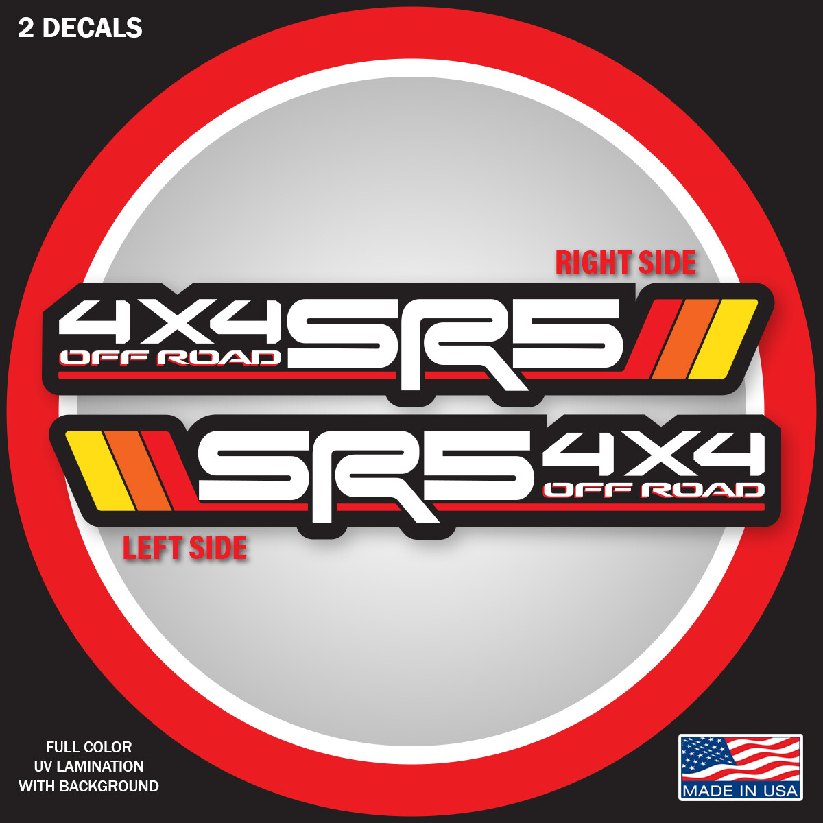 Tri-Color SR5 4X4 Off-Road Bedside Decal Vintage Color for Toyota Tacoma Lovers