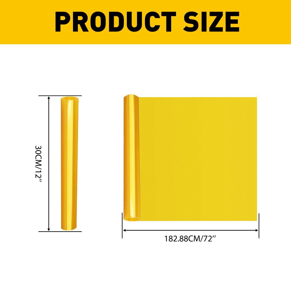 12″X72″ Gloss Tint Headlight Foglight Taillight Vinyl Film Sticker Golden Yellow