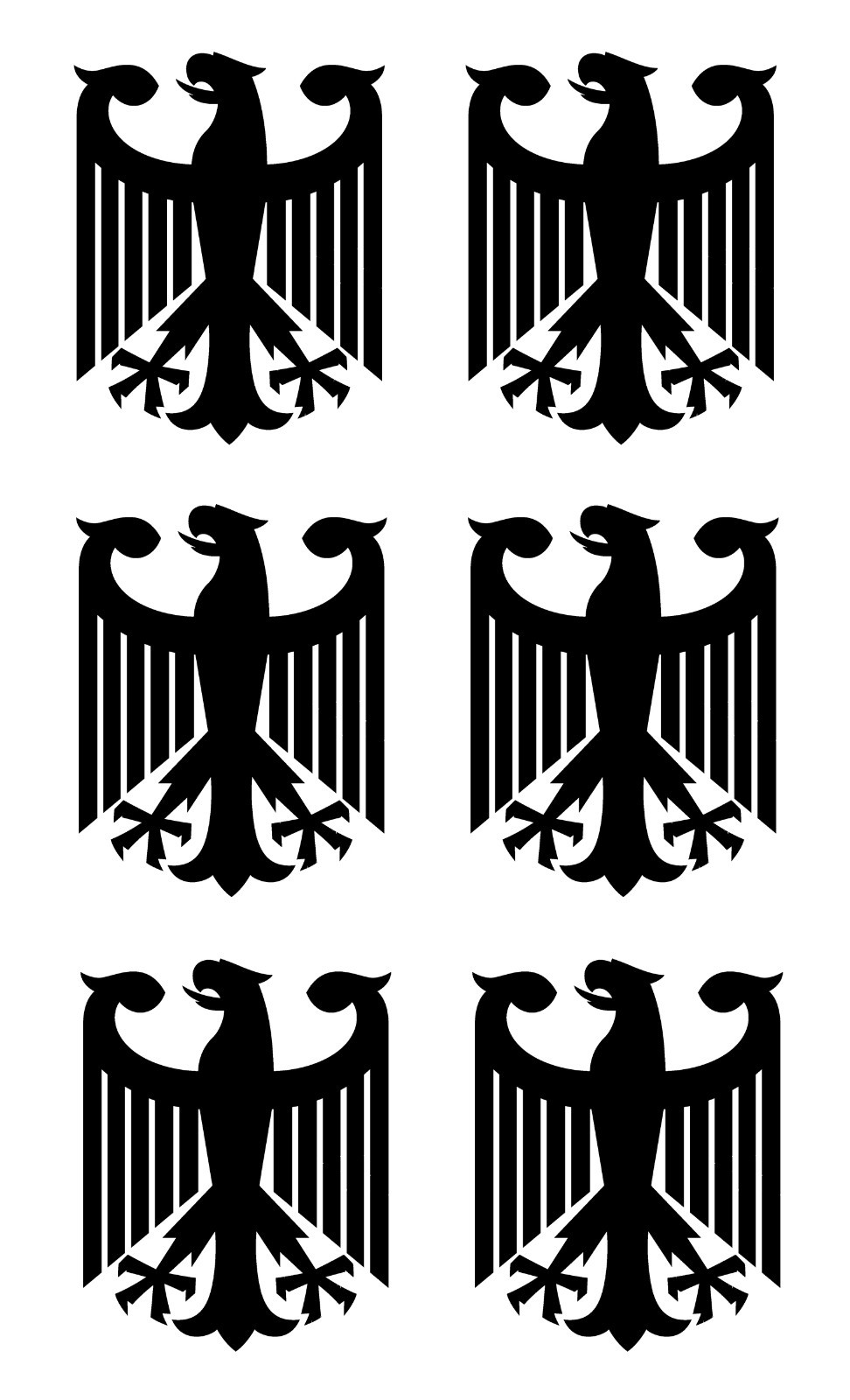 Set of 6 German Eagle Germany Flag Vinyl Decal Sticker Lot Pack