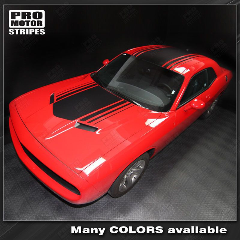 Dodge Challenger 2008-2023 Over Top Shaker Style Stripes Decals (Choose Color)
