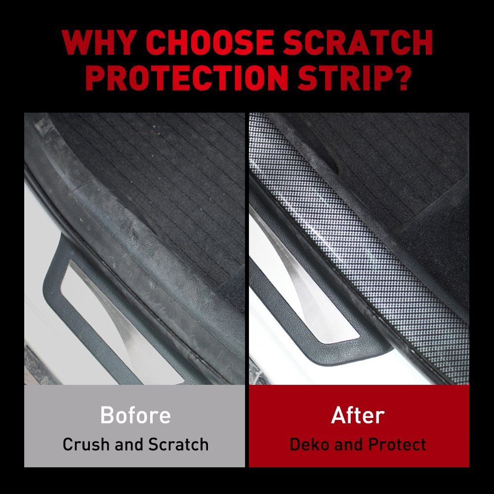 Carbon Fiber Vinyl Car Door Sill Scuff Cover Plate Sticker Protector Accessories