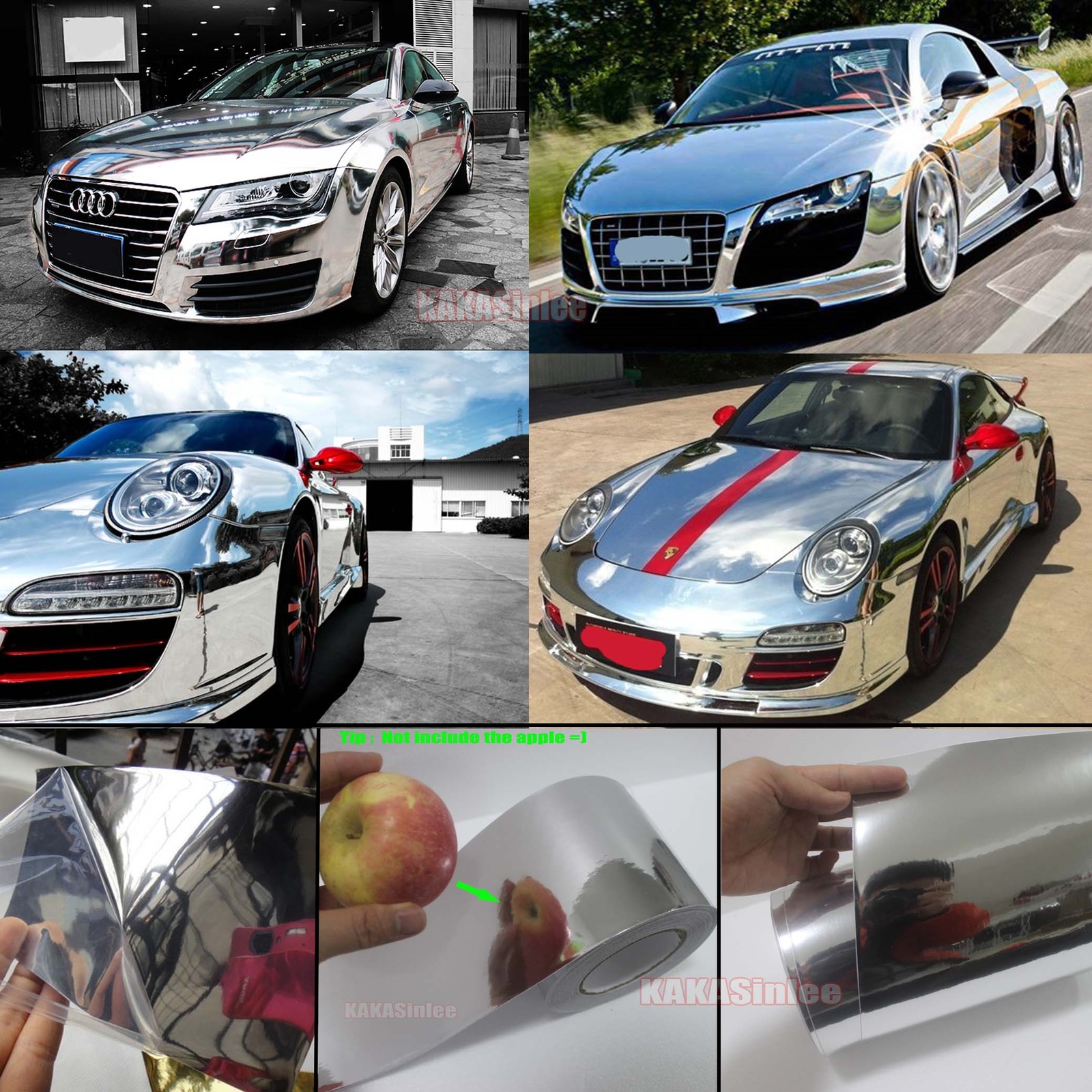 DIY Glossy Mirror Chrome Vinyl Film Sticker for Car Phone Laptop Wrap Silver CF