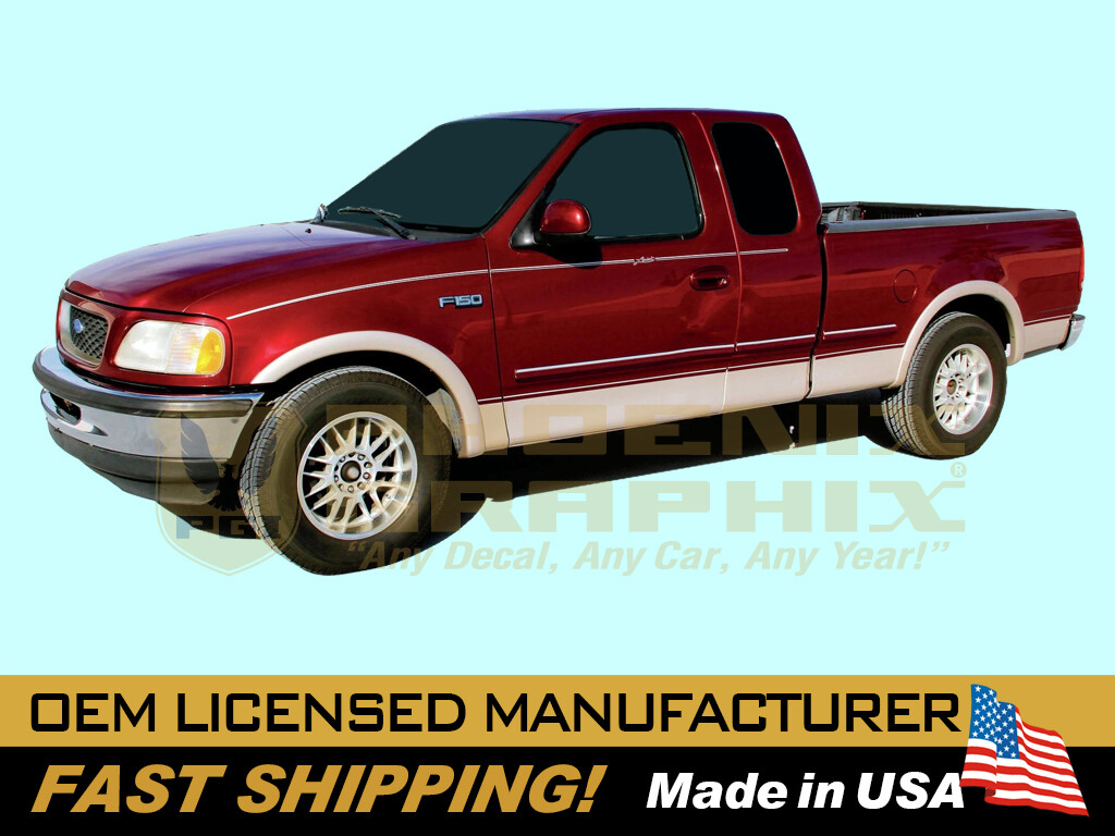 compatible with, 1999 2000 Ford F150 Lariat Truck Upper & Lower Stripes Decals