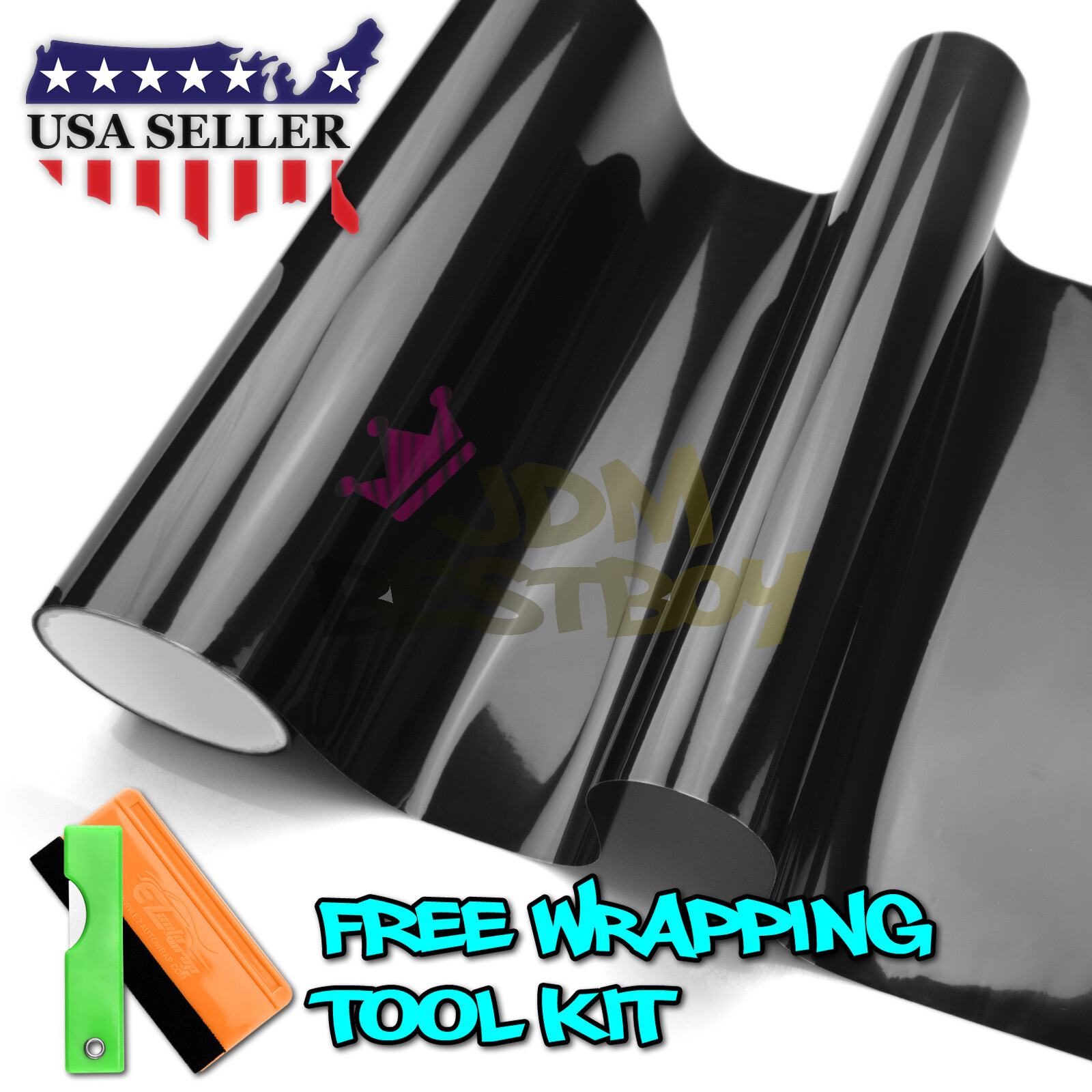 *Extra Wide* Dark Black Headlight Taillight Fog Light Sticker Vinyl Tint Film