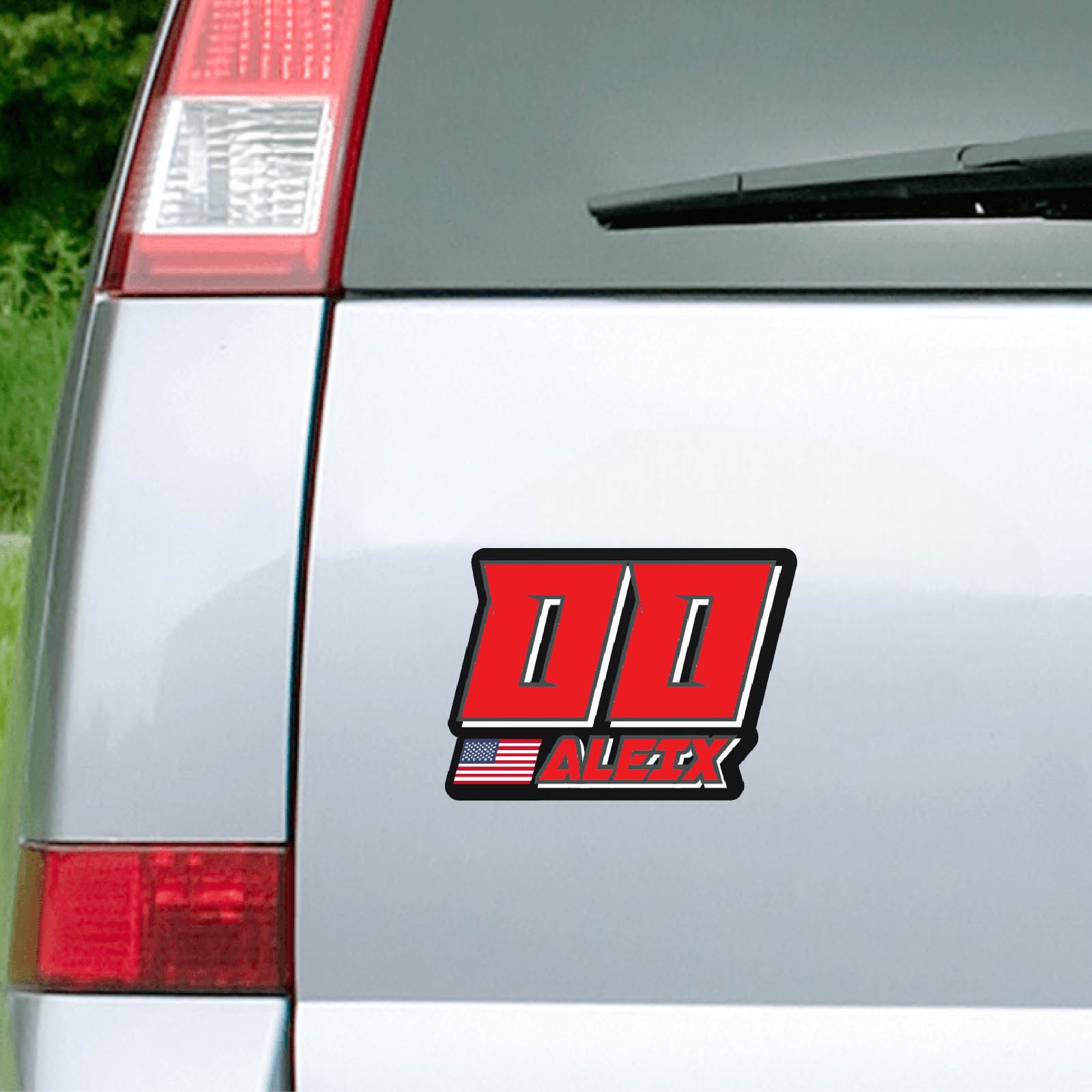 Number Name Flag Stickers 10 inch Height x1 For Sports Cars, Race CarsAutocross