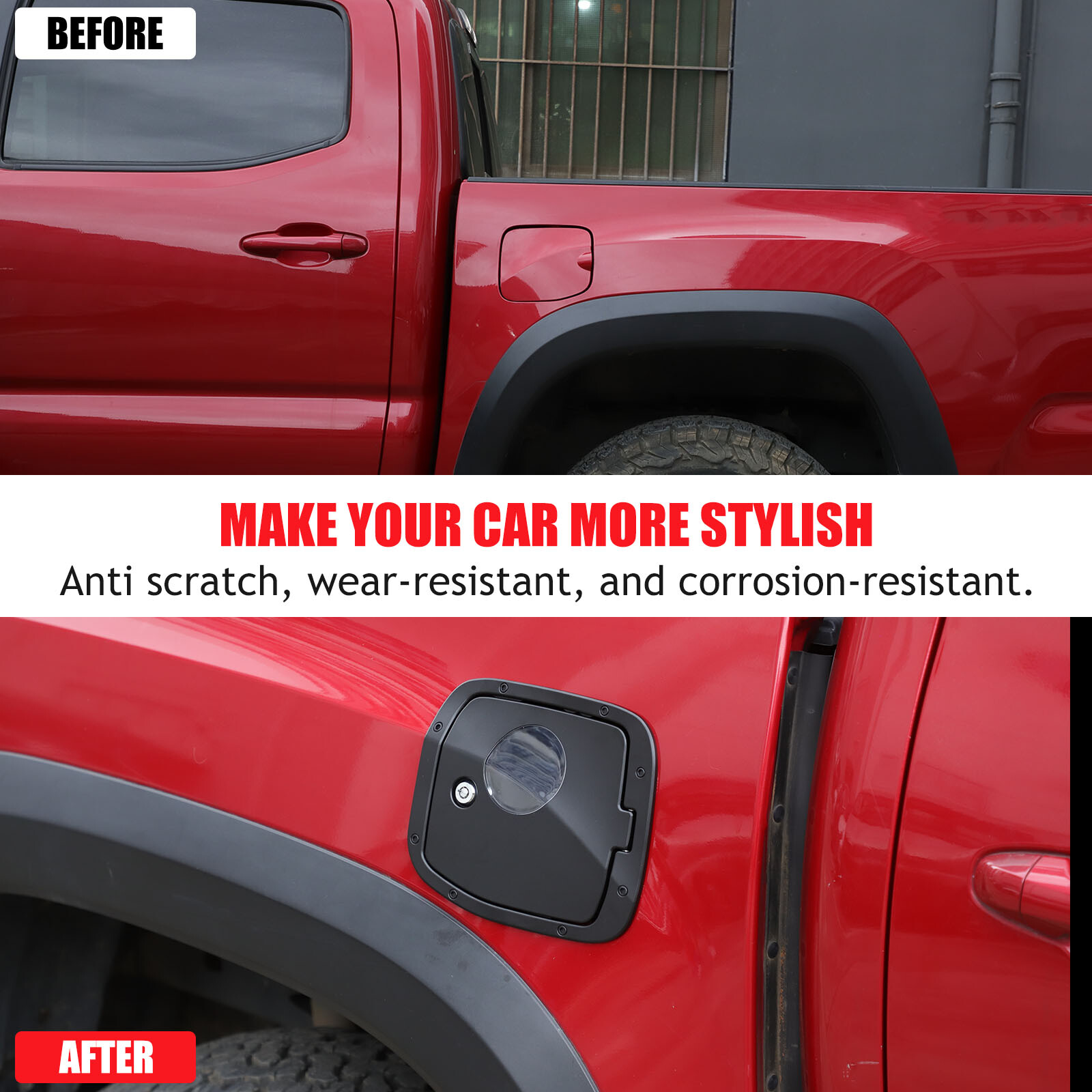Black Door Fuel Tank Cover W/ Lock Gas Cap Tank Trim Fit Toyota Tacoma 2016-2022