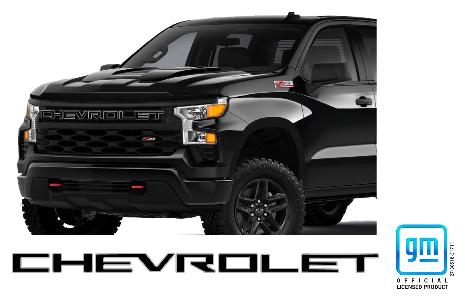 2022 2023 2024 Chevy Silverado Trail Boss Grille Letter Decals BLACK-SILVER