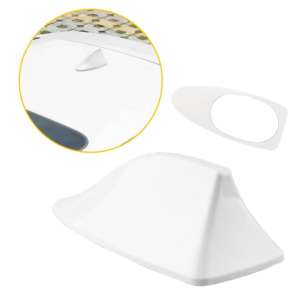 1/2x White Car Shark Fin Roof Antenna Radio FM/AM Signal Aerial Auto Accessories