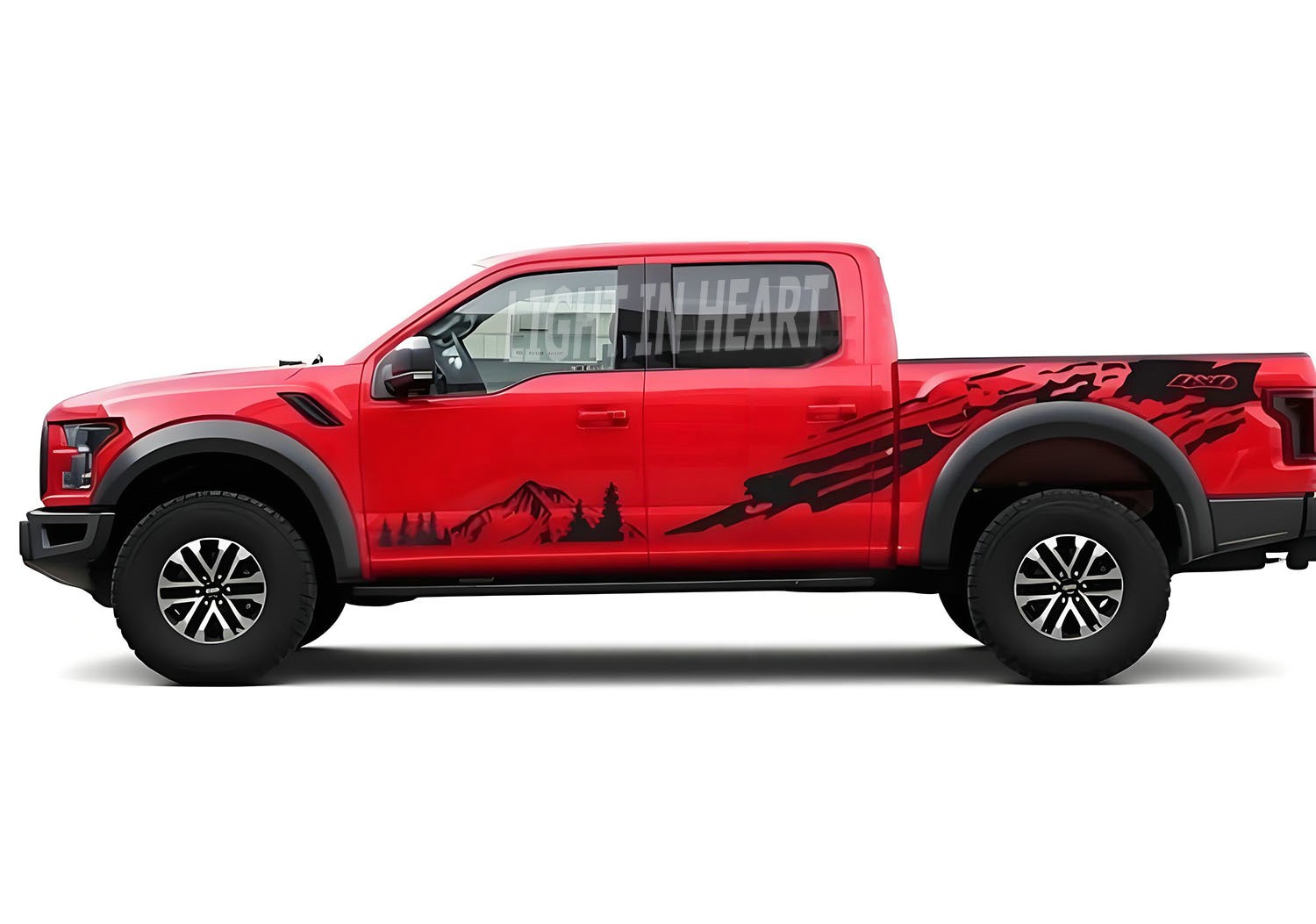 Fit For Ford Raptor F-150 Graphics Mountain Sticker Distorted Stripe Trunk Decal