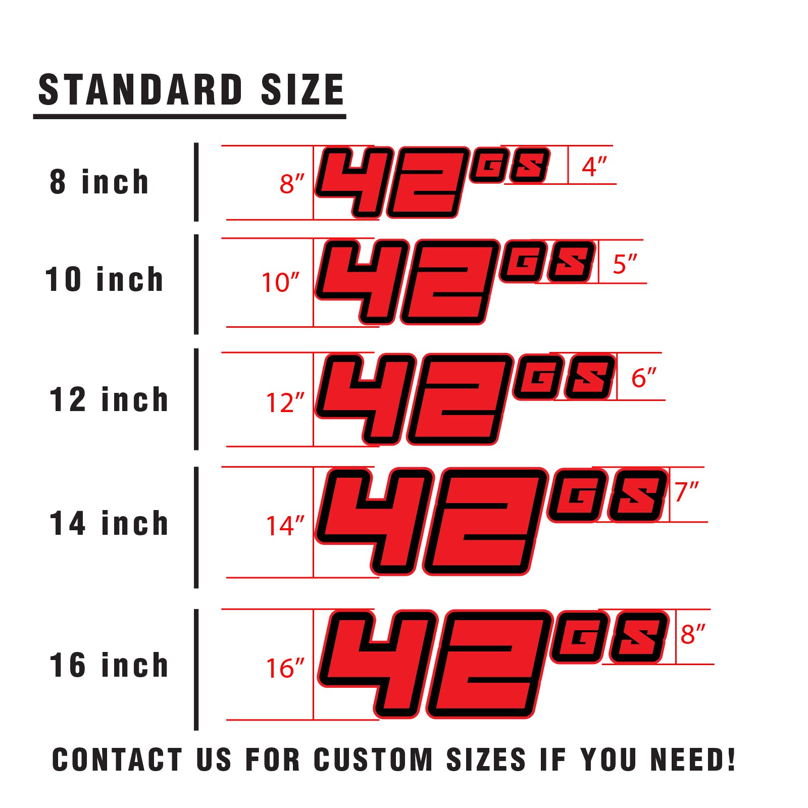 Custom Autocross Number Class Sticker Glossy x2 8,10-16 inch – Bold Black Style
