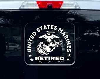 MARINE CORPS RETIRED- 10″ TRUCK SLIDE WINDOW DECAL USMC Sticker – Car Truck SUV