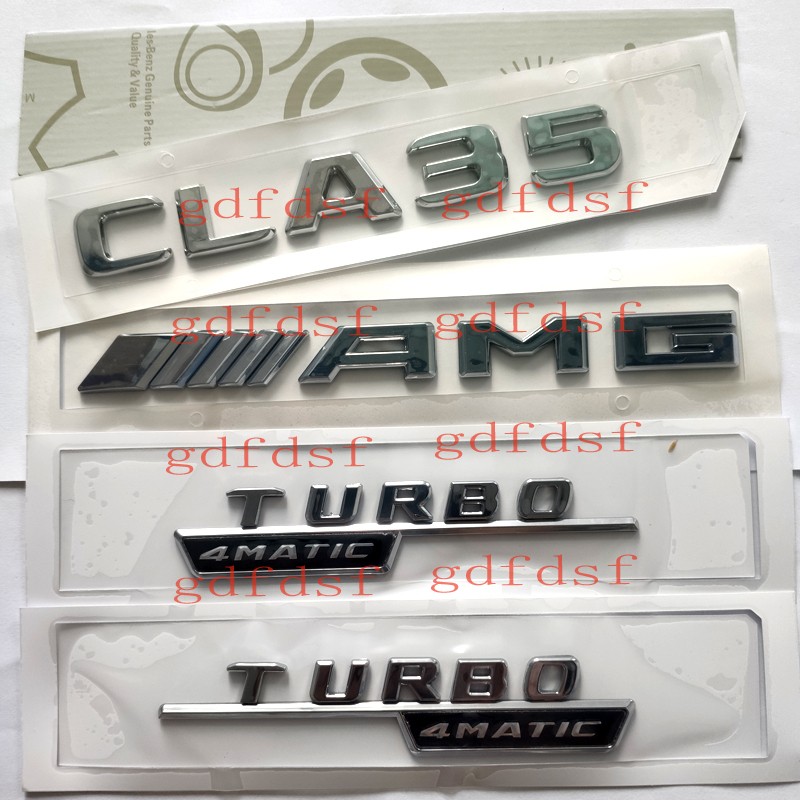 Chrome Rear Trunk Fender Emblems Badges for X118 CLA35 AMG TURBO/4matic 2019+