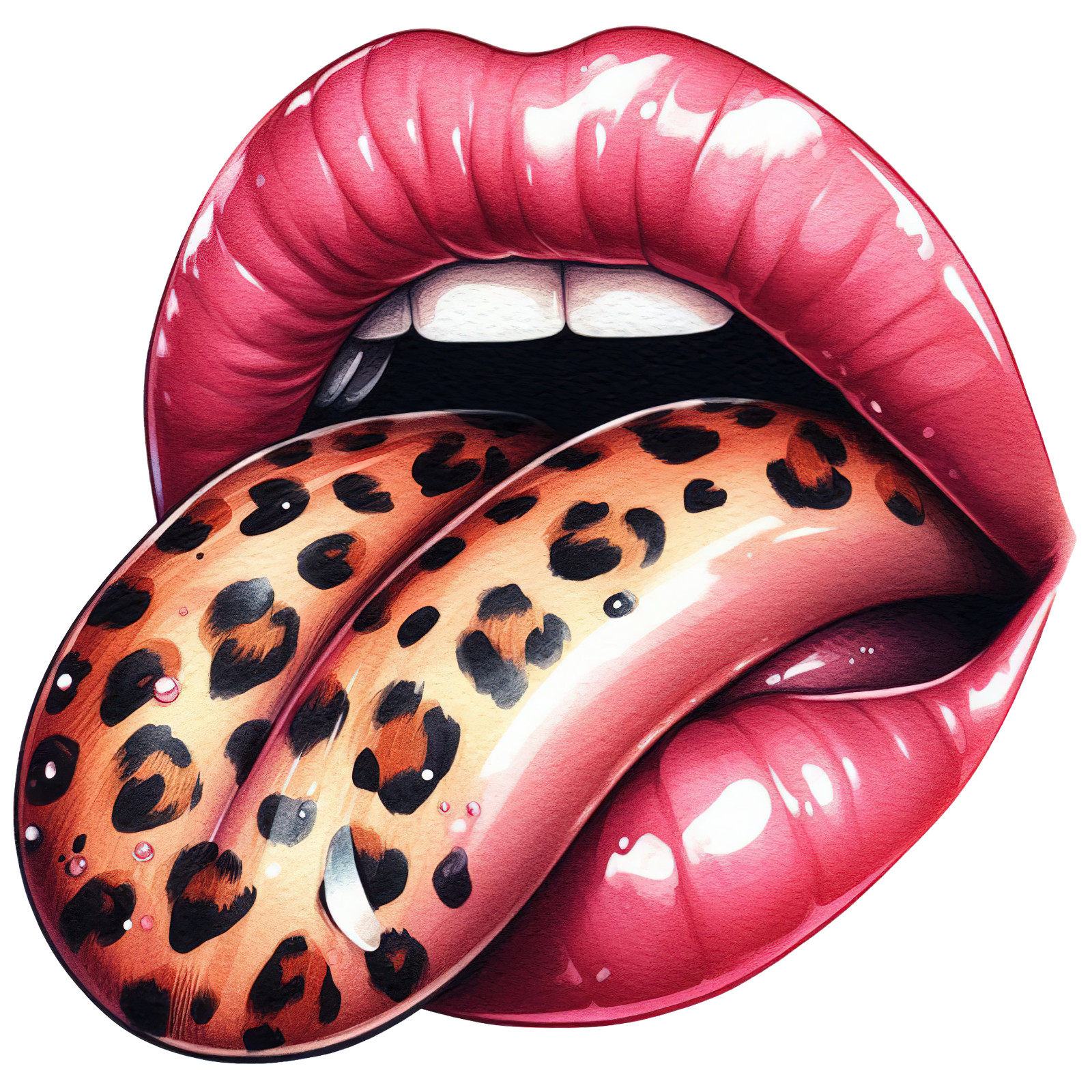 Sexy Lips Sticker 4″ Beautiful Woman Drama Girl Biting Mouth Dripping Leopard