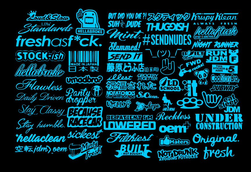 JDM Sticker Pack Tuner Vinyl 20 RANDOM Stickers You Choose Color (Tgish+SH)