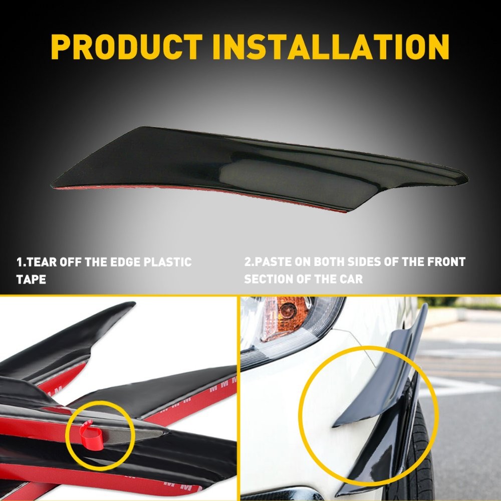 4/8x Car Bumper Fin Canard Splitter Diffuser Valence Spoiler Lips Glossy Black D