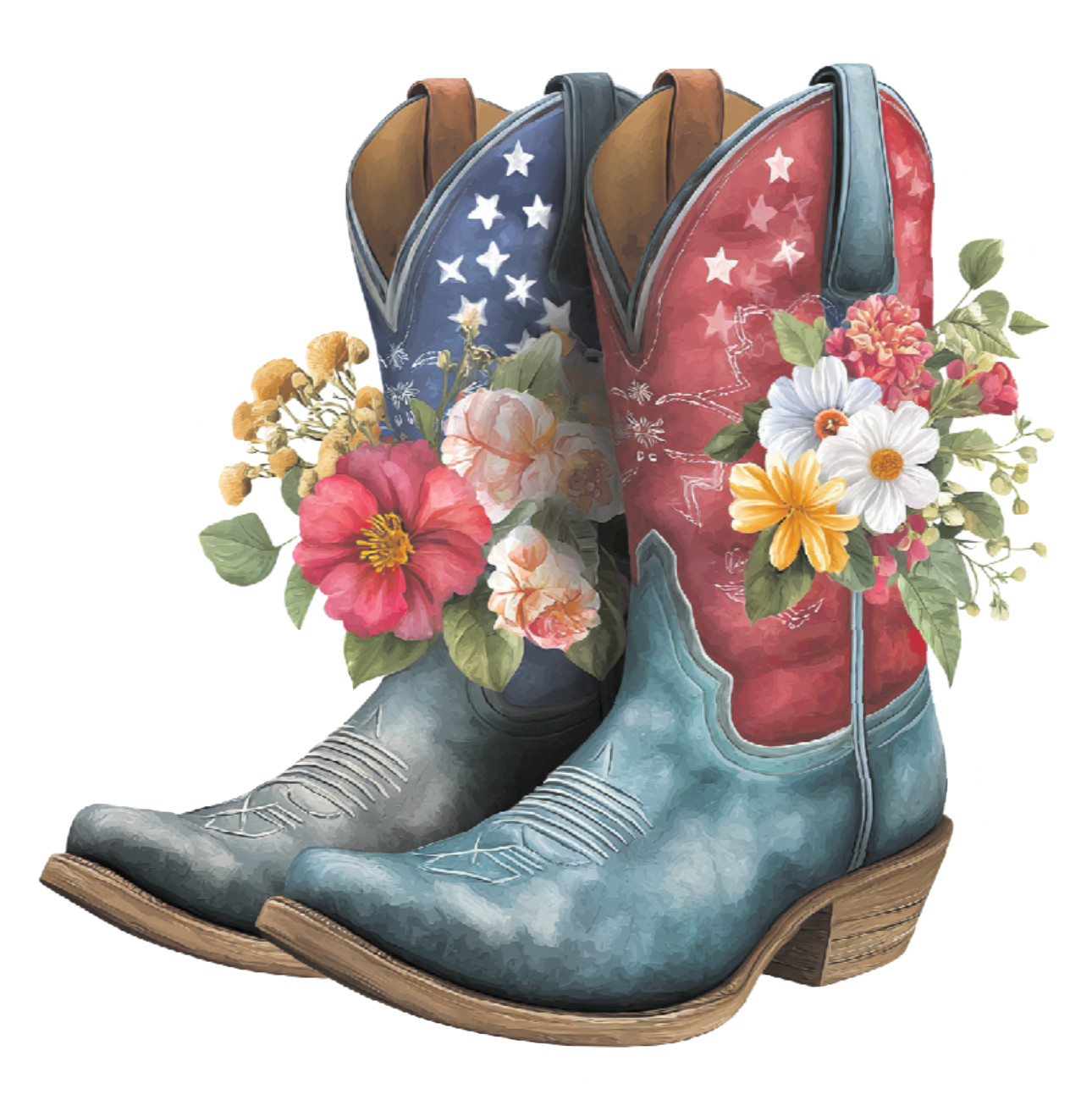 🔥👀Cute Patriotic COWBOY BOOTS Vinyl Decal Sticker 2″-18″ You Choose Size! 🤠🎆