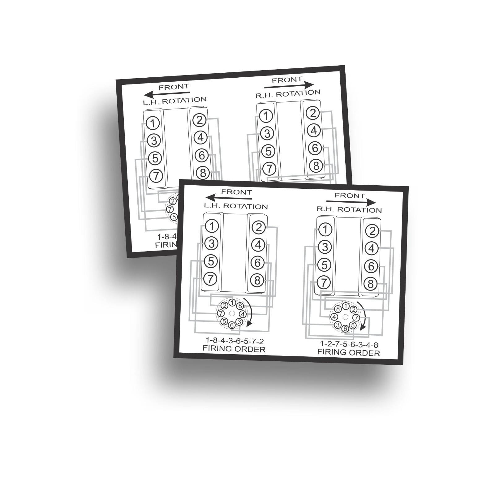 2X Firing Order Decal Marine Boat Dual Inboard Engine Fits Chrysler 318 360 5.9L