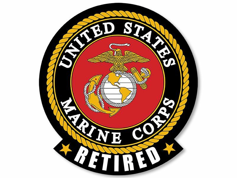 10 inch LARGE Marine Corps Logo w/ Tab RETIRED Sticker (US decal ret) USMC Lic.