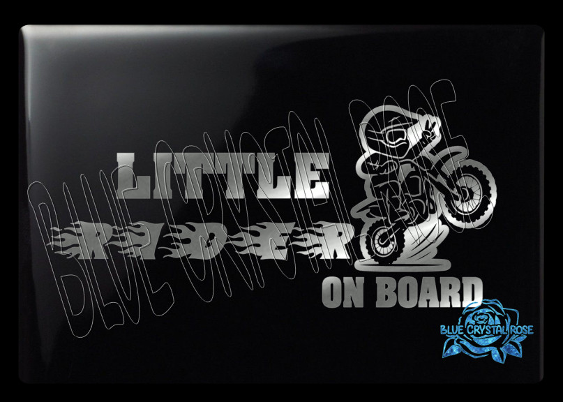 LITTLE RIDER ON BOARD BIKER VINYL WINDOW DECAL SITICKER PEGOTE PEGATINA CALCA