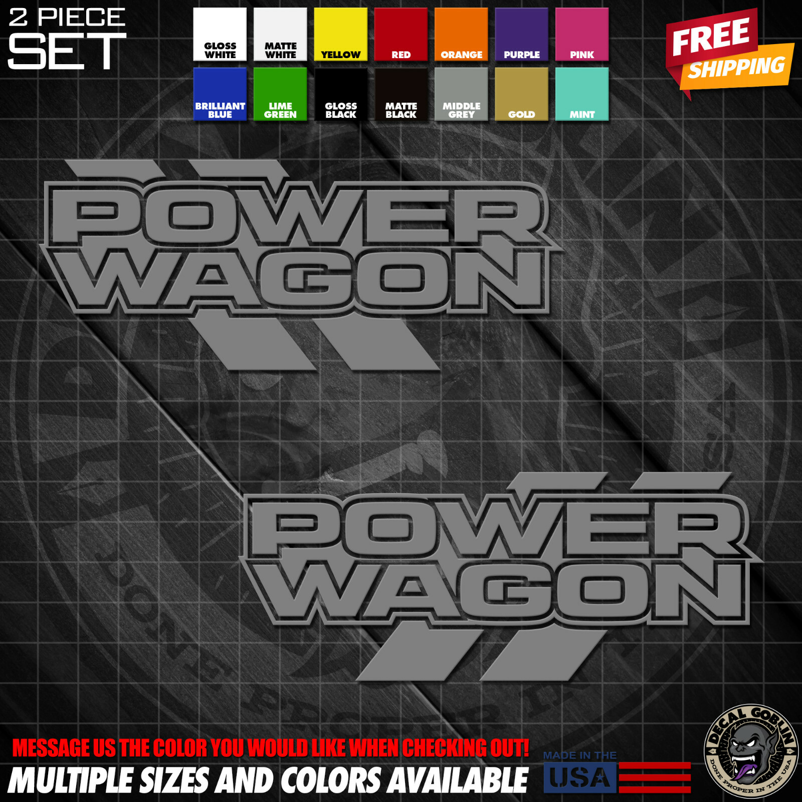 Vinyl Stickers Decal Graphics For Dodge Ram Fits Power Wagon Hash Truck Set x2