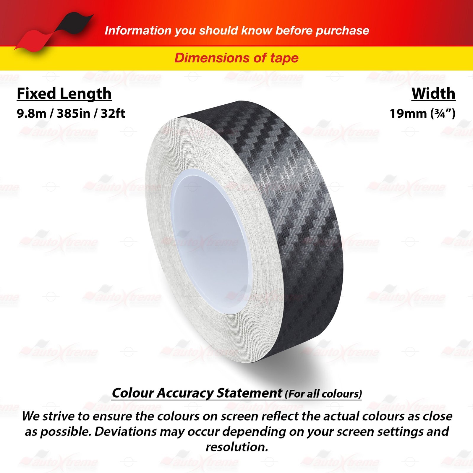 3/4″ 19mm PinStriping Stripe Tape Styling Decal Vinyl Sticker CARBON FIBER BLACK