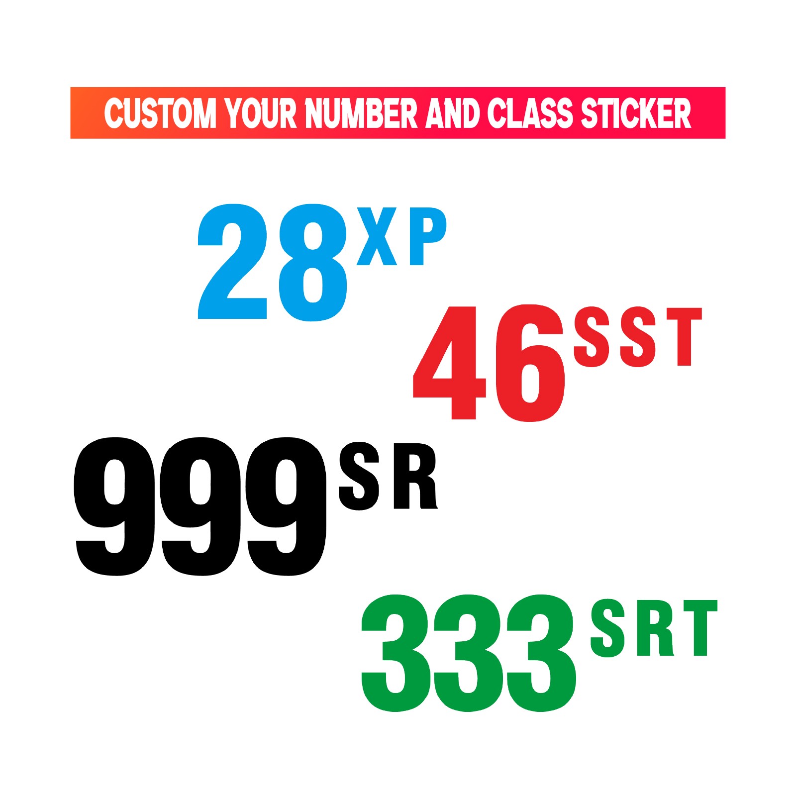 Custom Autocross Number Class Sticker Matte x2 8,10,12,14 inch – Classic
