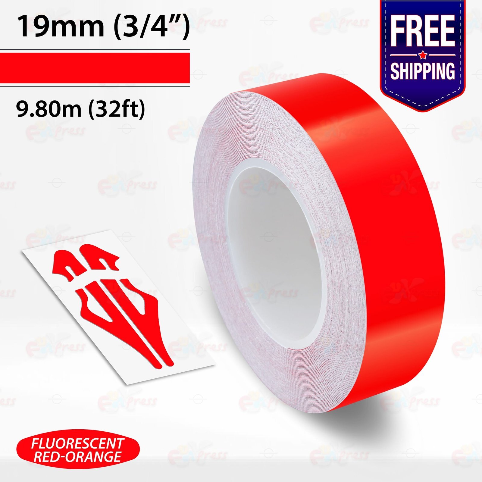 FLUORESCENT RED-ORANGE 3/4″ STRIPE Car Model Motorcycle TAPE Vinyl Sticker 19mm