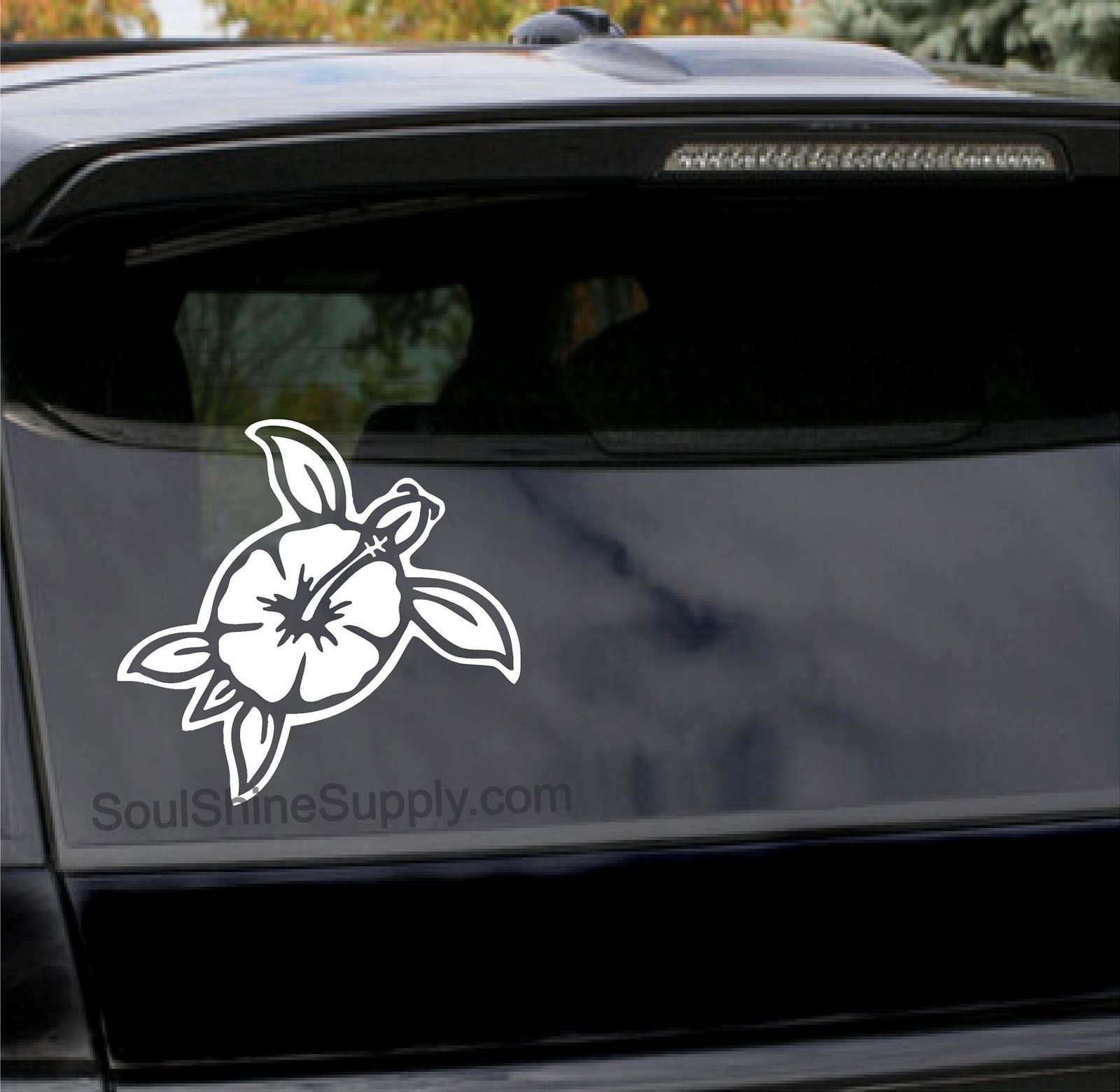 Hibiscus Flower Turtle Decal Sticker – Waterproof Vinyl – Die Cut Cute Sea