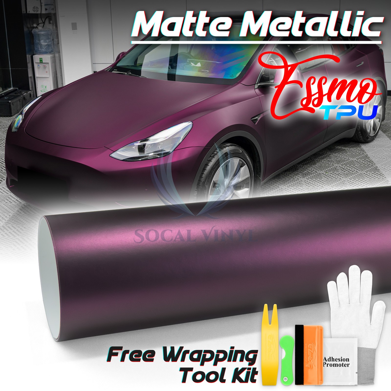 Matte Metallic Blackish Purple TPU PPF Paint Protection Film Dry Wet Vinyl Wrap