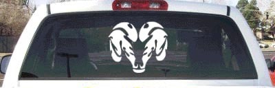 FGD Ram Head Vinyl Rear Window Decal in White 12″ x 10″