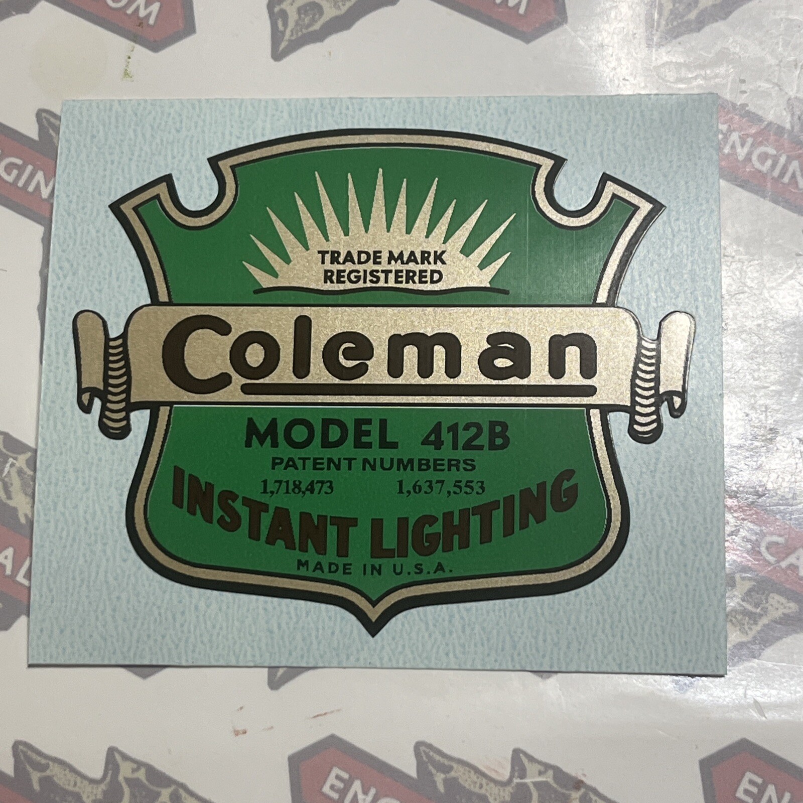 Coleman Instant Lighting Decal For 412B Stove Vinyl Easy To Install