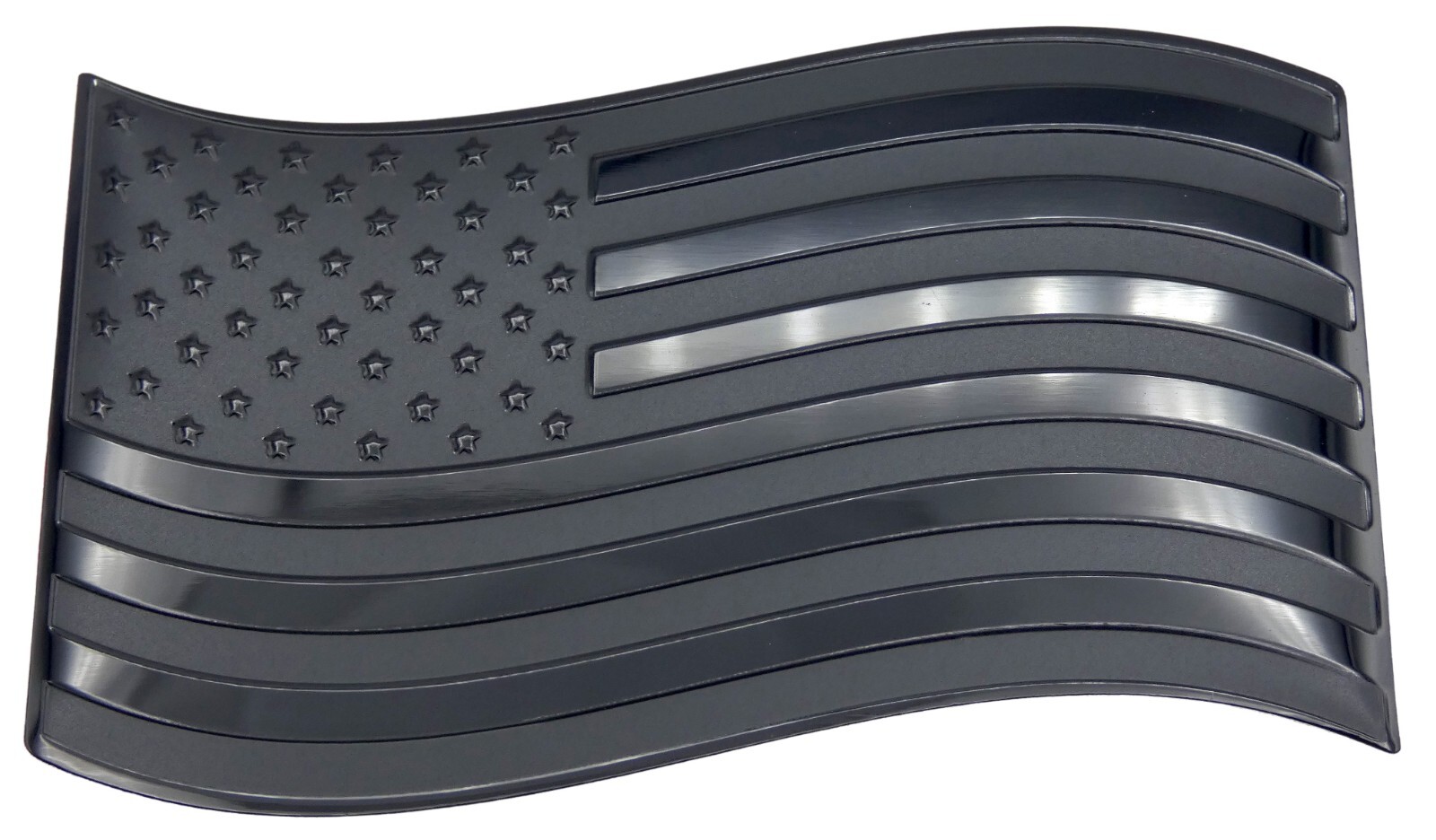 ALUMINUM Black American Flag Wavy Car Sticker Decal Emblem Truck 3.12″ x 1.75″