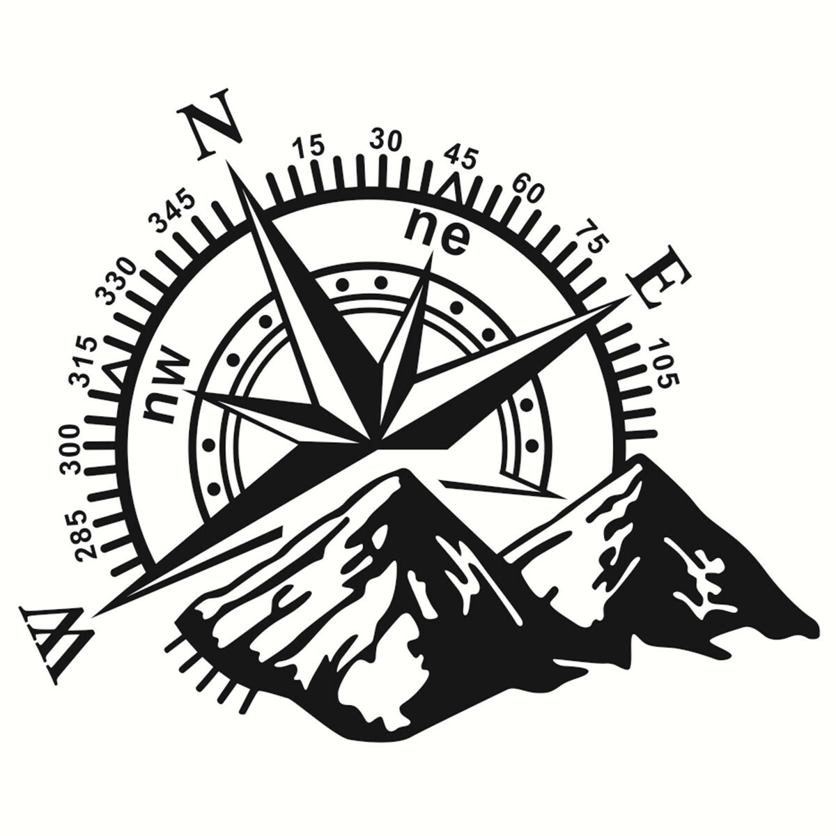 Car Hood Body Side Decal Mountain Compass Graphics Vinyl Sticker for 4×4 Offroad