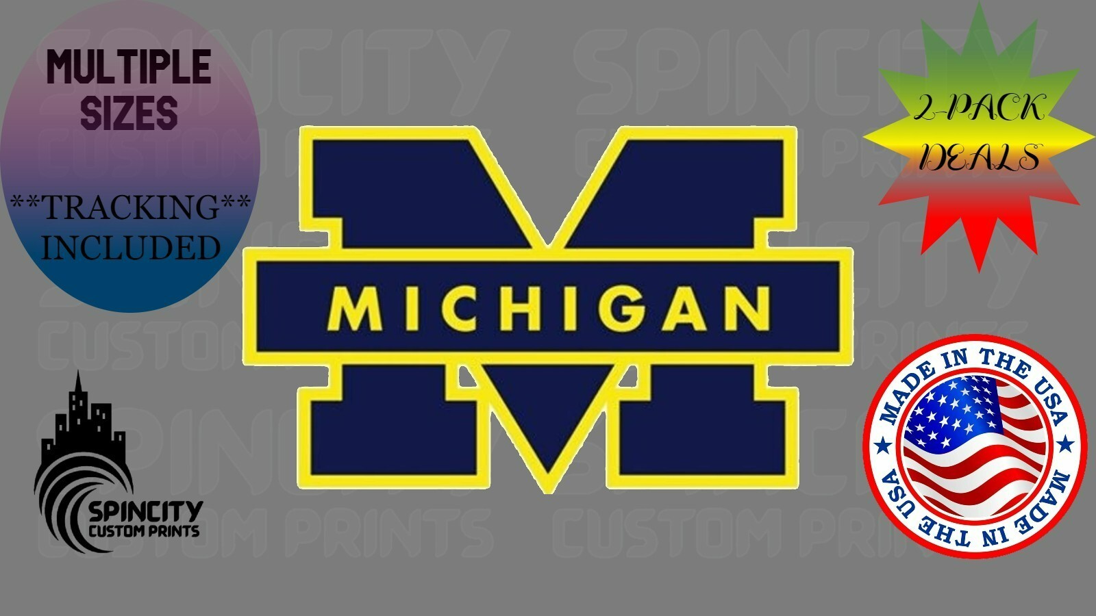 Michigan Car Window Vinyl Decal Sports Graphic U of M Laptop Sticker Football