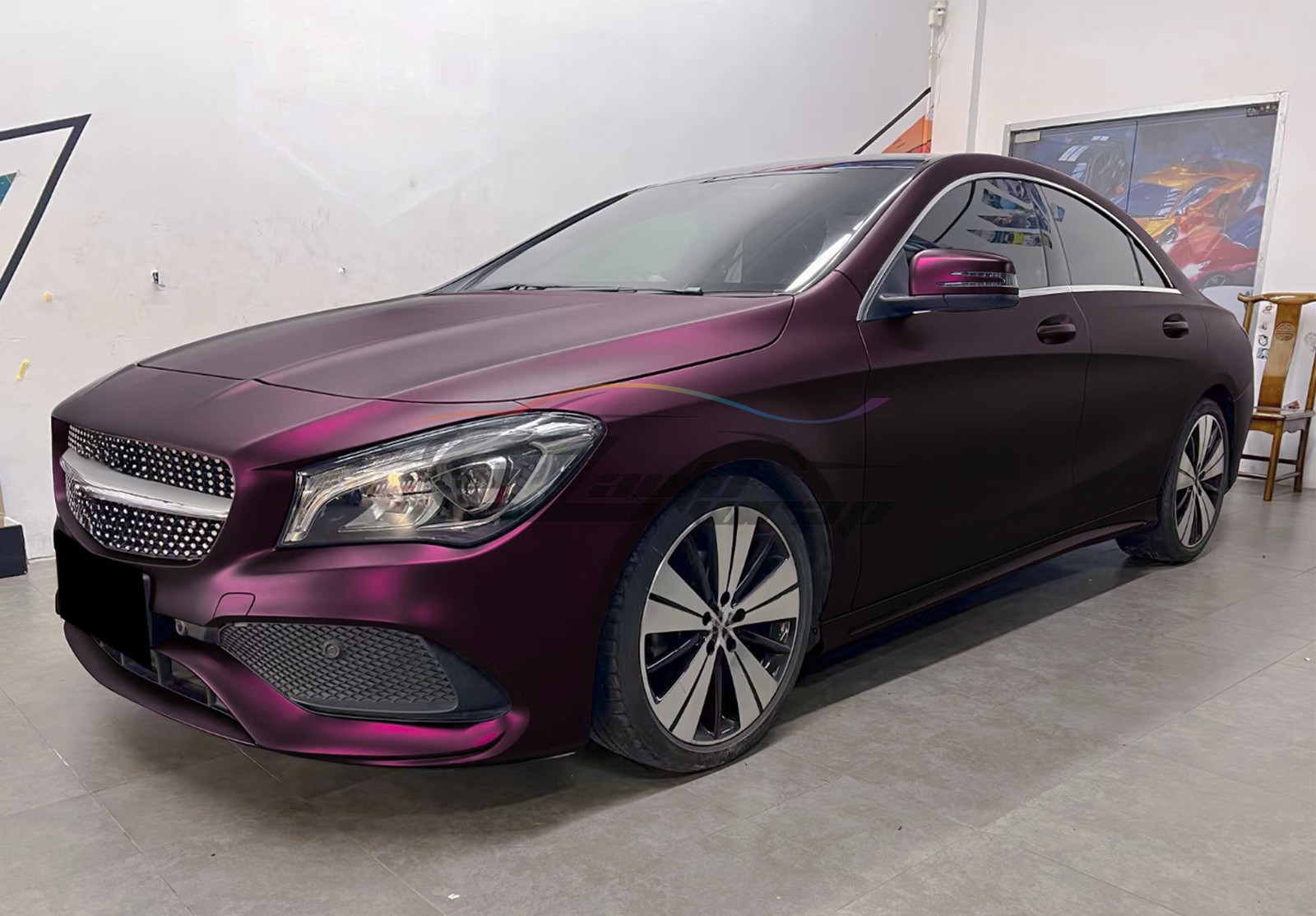 Matte Metallic Blackish Purple TPU PPF Paint Protection Film Dry Wet Vinyl Wrap