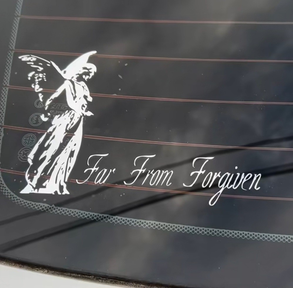 4×6 Far From Forgiven Silver Foil Vinyl Decal