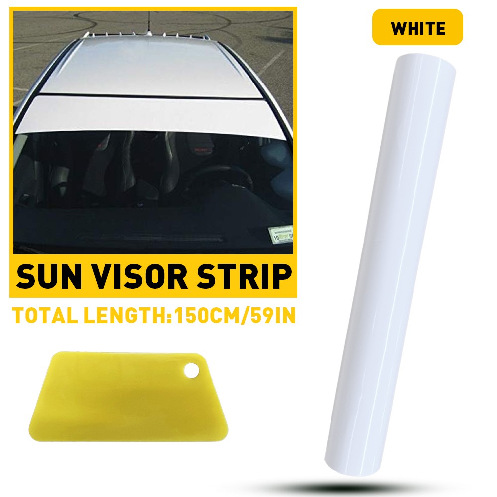White Window Sun Visor Strip Film Tint Front Windshield UV Decal Shade 10*60″ US