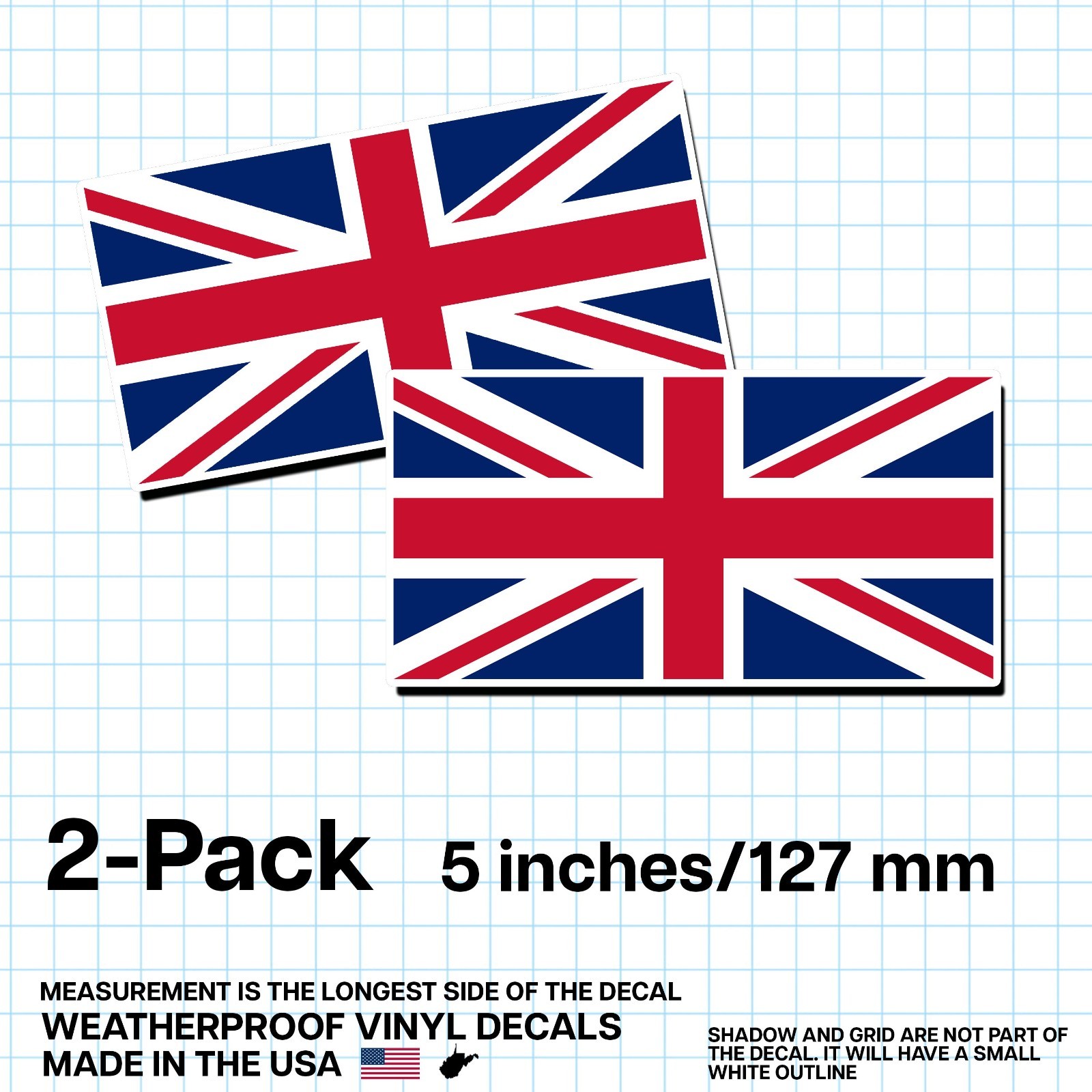 United Kingdom Flag Sticker 5″ 2-Pack – GB Decal – British Pride Vinyl
