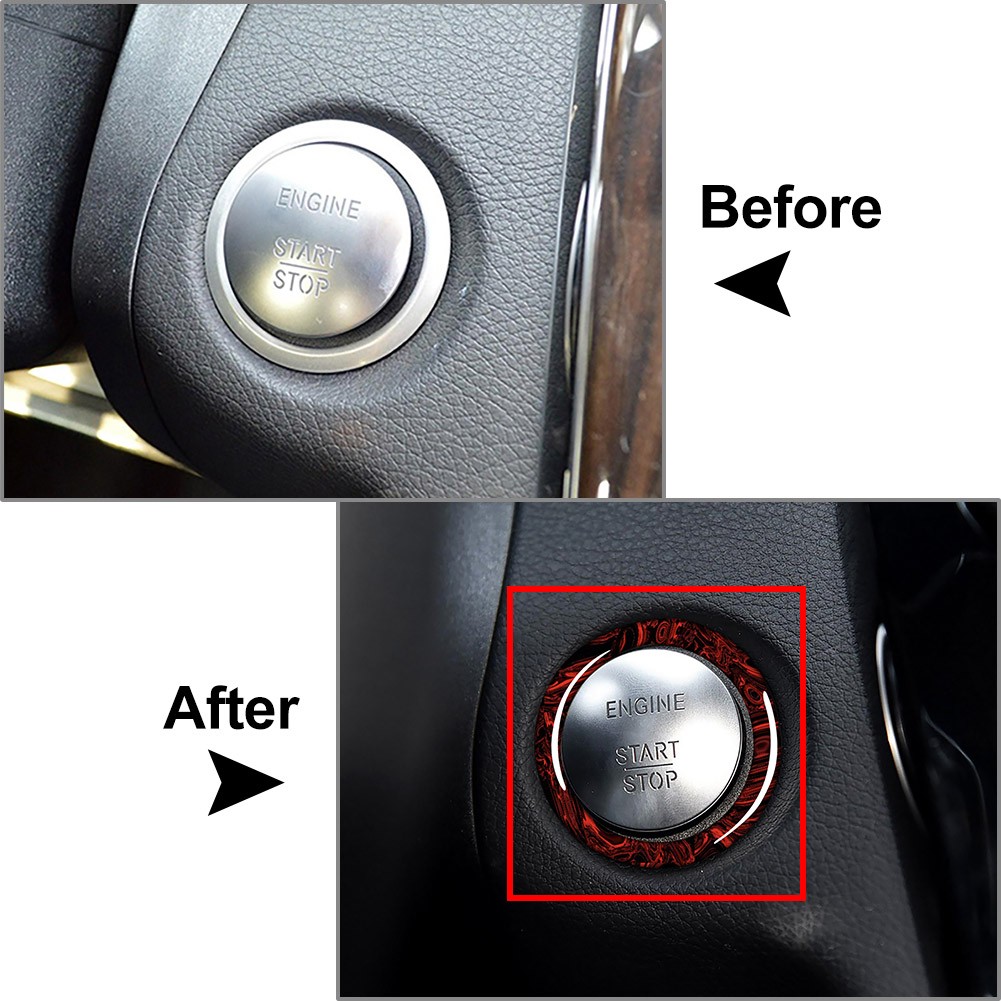 1pc Fire Red Engine Push Start Button Ring Trim For Mercedes Benz ALL Models
